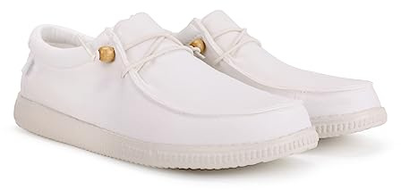 WALK IN PITAS | WP150 WALLABI Washed | Mocasines de Hombre | Náuticos Casual | Zapatillas de Tela | Zapatos sin Cordones | Deportivas Casuales | Calzado de Walkinpitas | Blanco 43