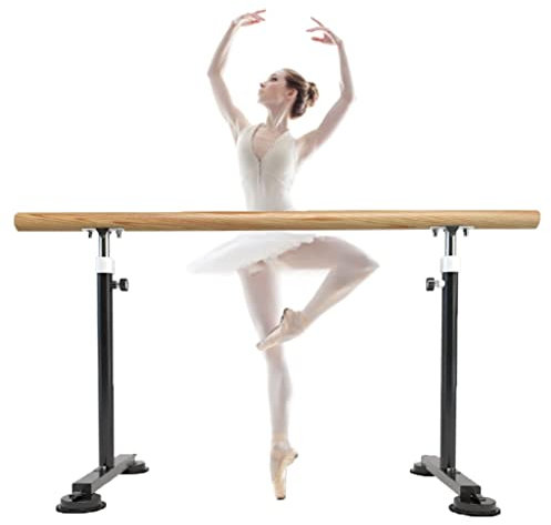 Ballettstange Mobile Ballettstange für den Haushalt, Mobile Beinpressestange mit Holzgriff, höhenverstellbar 80–115 cm (Color : Black, Size : 1M/3.3FT)