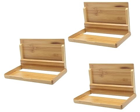 EXCEART 3-teiliger Visitenkartenhalter Aus Holz Etiketten-displaybox 3-raster-kartenaufbewahrungskoffer Tragbarer Visitenkartenständer Bürokartenhalter Kartenhalter Im Einfachen Stil