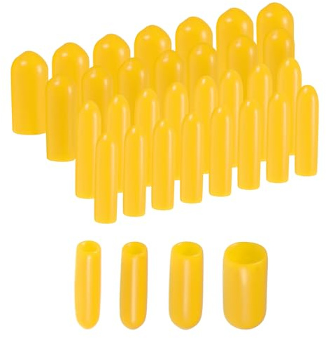 QUARKZMAN 100 Stück Gummi Endkappen 2/3/4/6mm Gummikappen, Runde Kunststoffkappen Abdeckkappen Schutzkappen Stopfen für Metallstäbe Elektrokabeln Rohr Schrauben Bolzen Flaschen, Gelb