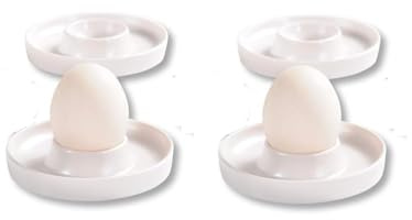 Kesper | Eierbecher, 4er Pack, Material: ø 10 x H 2 cm, Melamin, Maße: cm, Farbe: Weiß | Der ideale Frühstücksbegleiter