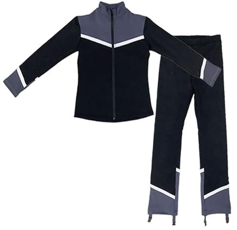 Youthful flying Professionelle Eislauf Outfits Eiskunstlauf Jacke und Hose Sets Trainingsbekleidung(Size:XS,Color:Schwarz)