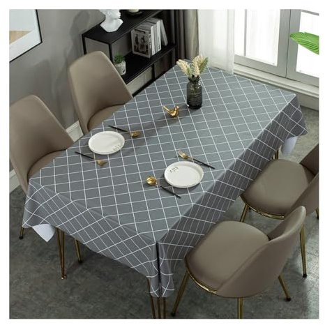 BCughia Tischdecke 140x180 Grau, Tischdecke Wasserabweisend Rechteckig PVC Rhombus Muster Tischdecke für Küche,Esszimmer,Tischdekoration
