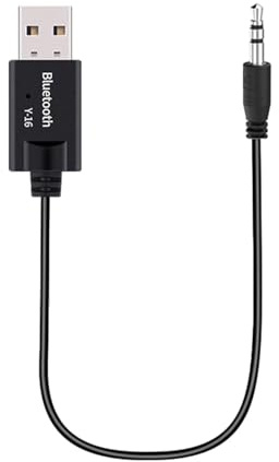 Câble adaptateur USB prise audio - 3,5 mm AUX sans fil - Récepteur 4.2 - Musique Hi-Fi - Câbles jack stéréo de voiture - Cordon USB pour haut-parleurs stéréo de voiture (noir)
