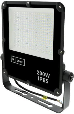 Foco proyector LED 200W, color 5000K, diseño slim, ideal para iluminar espacios exteriores y eventos.