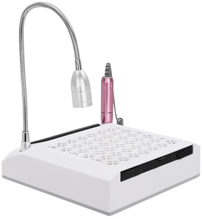 Salón de uñas 4 en 1, aspiración de polvo, temperatura de color 6000 K, fresadora de manicura, máquina de arte de uñas, aspiradora 0-30.000 RPM con lámpara LED y 6 trajes de cabezal de lijado