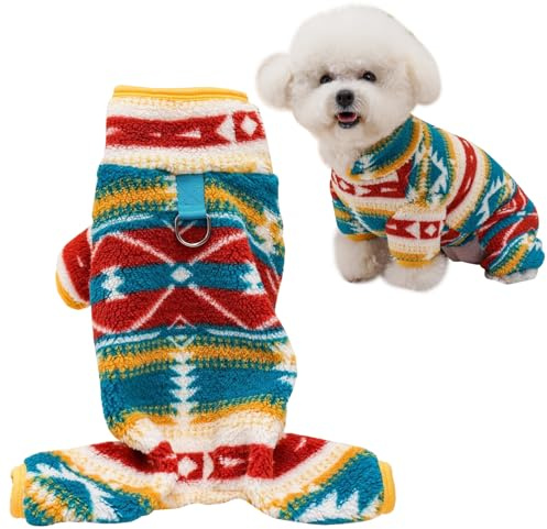 CutitiUU Warmes Hunde-Fleece,Warmer Hunde-Pyjama,Haustier Vier Füße Plüsch Kleidung Retro-Stil,Haustier Vintage Vierfüßiger Fleecemantel,Hundepullover,Winterkleidung,Fleece-Hundepullover (Grün, M)