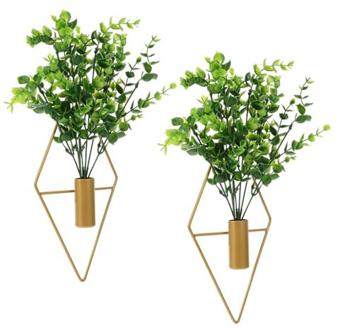 Zerodeko 2sätze Wandpflanzer Aus Gusseisen Mit Künstlichen Pflanzen Hängende Geometrievasen Als Wandbehang Blumentopfanhänger Für Drinnen Und Draußen