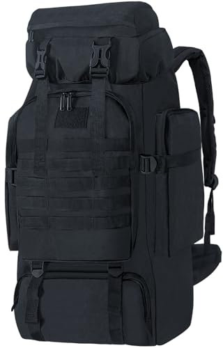 Nayubo 80L Trekking Zaino da viaggio di campeggio zainetto impermeabile grande zaino Arrampicata Trekking Sacchetto di sport esterno Molle Zaino per le donne degli uomini (nero)