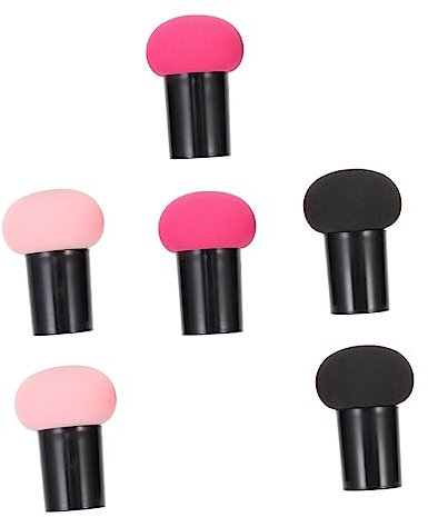 PAMINGONO 6pcs Mushroom Head Makeup Sponges Set, Dry and Wet Dual-use Foundation Powder Puff for Women, Girls Cosmetic Blending Tools with Eyeshadow Applicator, Multi-color Beauty Makeup
