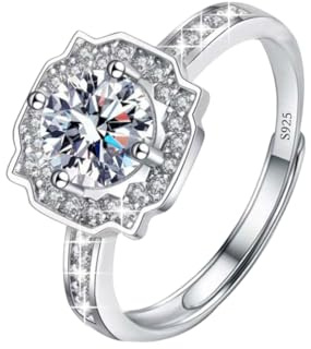 Luckimoli S925 Moissanite Adjustable Engagement Ring, Promise Eternity Ring for Women,Wedding Rings,Jewelry Gift,Friendship Promise Fashion Jewelry Valentine Gifts for Women