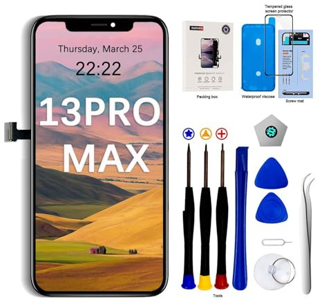 EFaith für iPhone 13 Pro Max Display 6,7 Full HD LCD 3D Touch | 6,7 Zoll Full HD LCD mit 3D Touch | Face ID & TrueTone kompatibel | Inkl. Reparatur-Kits