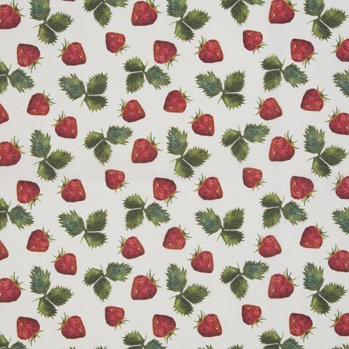 Swafing | Beschichtete Baumwolle ALSFELD | Ökotex | Erdbeeren, rot | Meterware | 50x140cm
