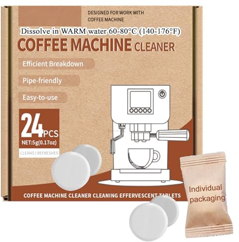 Coffee Machine Cleaner Tablets, Powerful Descaling & Deodorizing for All Coffee Makers, Espresso Machines & Single-Serve Devices, 24 Pack Effervescent Cleaning Tablets, 0.17 oz