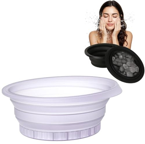 Cuenco de baño de hielo facial, base de lavado de enfriamiento rápido, diseño de silicona plegable, función de bandeja de hielo, accesorio de refrigeración portátil, ideal para aliviar la hinchazón