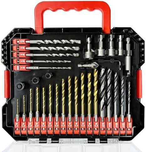 Greywolf Set di punte per trapano, 49 pezzi, attacco esagonale da 1/4, punte per avvitatore a percussione e cacciavite per trapani elettrici, set combinato con scatola per trapano