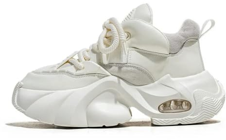 ZBDZSW Original mode herr höjdökande sneakers retro brun casual sneakers trendiga plattform sportskor män tjocka, Vitt, 42 EU
