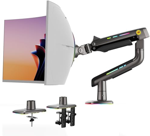 NB Ergonomic Brazo de Monitor para Monitores Ultraanchos hasta 60 Pulgadas, Soporte de Monitor 32 34 49 Pulgada, Carga de hasta 20 kg, VESA 75/100 mm (Negro)