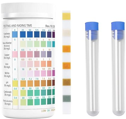 SongBuydn 102 Stück Teststreifen Aquarium, Aquarium Zubehör für Wasserqualität, Wassertest Aquarium mit 100 Teststreifen und 2 Teströhrchen, Nitrit Test Aquarium für Aquarien, Teiche und Pools