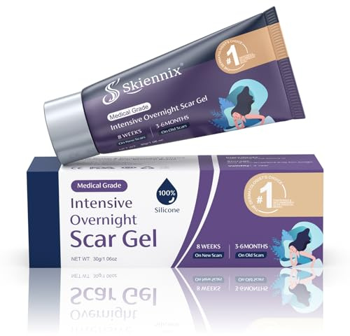 Skiennix PM Overnight Scar Cream 30g, Silicone Scar Gel for Surgical Scars, C-Section, Stretch Marks, Injury, Burns, Keloids, Scar Removal for Adult & Child