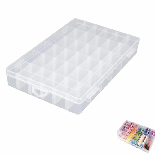 Scatola di Assortimento con 36 Scomparti Scatola con Coperchio Contenitore | Plastica Trasparente con Divisori Regolabili per Orecchini Collane Fiori Secchi
