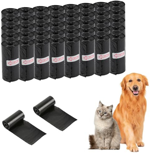 800 Unidades Bolsas Caca Perro (40 Rollos de 20), 30 x 22 cm, Extra Gruesas y Resistentes, Impermeables, Bolsas Excrementos Perros Portátiles, Accesorios para Mascotas (Negro)
