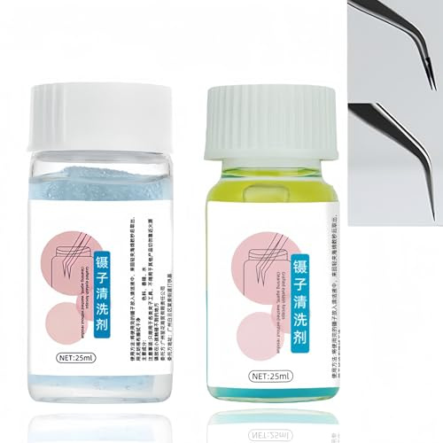 Tweezer Cleaner for Eyelash Extensions,Eyelash Extension Tweezers Cleaning Tool,Lash Adhesive Remover,Cleaning Glue Lashes Tweezers Liquid,Eyelash Glue Remover(Two Colors Randomly Shipped)