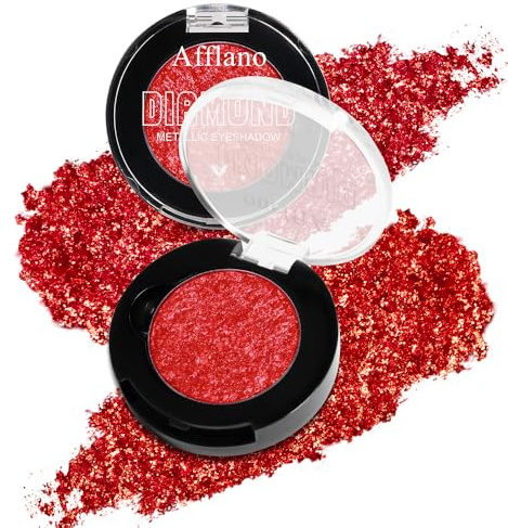 Einzelne rote Glitzer-Lidschatten Palette, rot-goldener holografischer Duochrome shimmer eyeshadow für reife Frauen High-Pigmented Spark Karneval Halloween eyeliner Makeup Gesicht & Körper Highlighter
