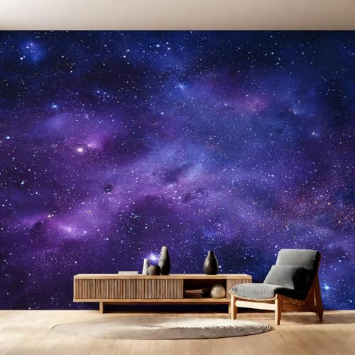 Generisch Vlies Fototapete Lila Galaxie 150x105 cm (B x H), Tapete Sternenhimmel Universum Wandtapete Wohnzimmer Schlafzimmer Vliestapete, Wanddeko Motivtapeten