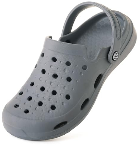 Zoccoli Donna Estive Uomo Scarpe da Giardino Unisex Sabot Antiscivolo Ciabatte Piscina Traspirante Sandali Spiaggia all'aperto Grigio CN250=38/39EU
