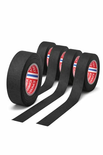 Heat Resistant Cloth Electrical Tape for Wiring Harness, 19mm x 20m Flame Retardant Fabric Tape for Car Wiring, Cable Insulation & Noise Reduction, Black (2–4 Rolls) (2)