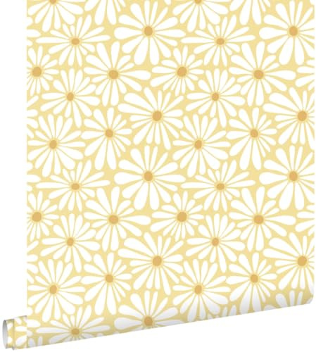 papier peint marguerites jaune pastel 50 x 900 cm - ESTAhome