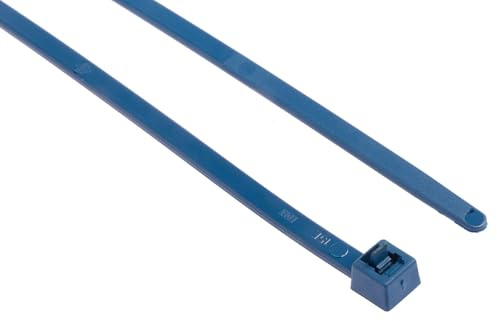 HellermannTyton, Bridas de contenido metálico, Detectables 250x4.6 PA66MP, color azul, Bolsa 100 Pzas