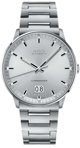 MIDO Commander Big Date – schweizisk automatisk klocka för män – silverurtavla – fodral 42 mm – M0216261103100