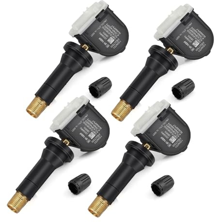 4-Pack GM TPMS Sensors 315MHz, Pre-Programmed Tire Pressure Monitoring System Replacement for Chevy Silverado Equinox, GMC Sierra, Buick, Cadillac - Replaces OE# 13598771 13598772 13586335 13581558