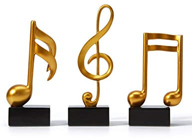 HAUCOZE 3pcs Klavier Deko Musiknote Dekoration Skulpturen Musik Arts Geschenk Modern Statue Figuren Gold 19cm