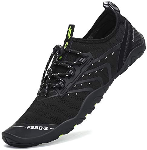 SAGUARO Scarpe da Scoglio Donna Uomo Scarpette da Mare Bagno Spiaggia Surf Yoga Water Shoes per Nuoto Piscina Spiaggia Canottaggio Vela Aqua Fiume Mare, Puro Nero, 43 EU