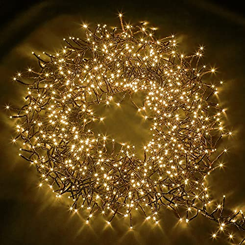 NETTA Christmas Tree Cluster Lights 6 m Lit Length, 480LED, Warm White | Waterproof, Plug in, 8 Hours On Timer, 8 Light Modes, Indoor & Outdoor Use