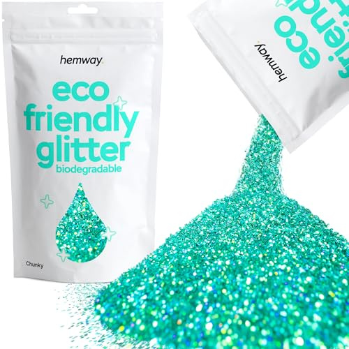 Hemway Eco Friendly Biologisch abbaubarer Glitter 100 g / 3,5 oz Kosmetik Bio Safe Funke Vegan für Gesicht, Lidschatten, Craft - 1/40 Zoll 0,025 Zoll 0,6 mm - Holo Türkis