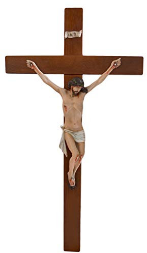 Wandkreuz aus Holz, Höhe 80 cm und Korpus aus Christus, Höhe 40 cm