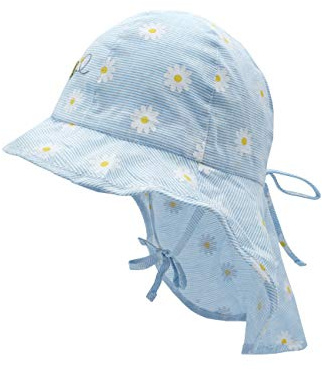 maximo Mädchen Nackenschutz Sonnenhut, weiß/Cerulean, 47