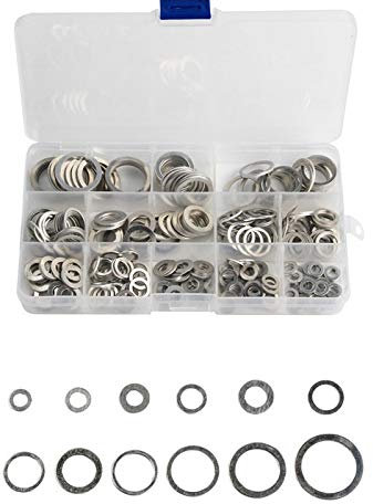 Flache Unterlegscheiben Sortiment, 280pcs Aluminium Flachdichtungen Unterlegscheiben Dichtung, Metall-Dichtscheibe, M5-M20 Dichtringe Dichtung Verschiedene Sets