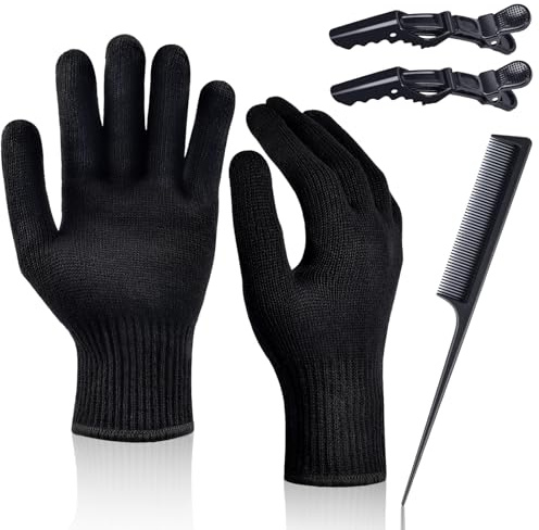 IKOCO Heat Resistant Gloves for Hair Styling, Zeberine 2Pcs Professional Heat Proof Glove Mitts for Hair Styling Curling Iron Flat Iron and Curling Wand Hot-Air Brushes,Universal Fit Size
