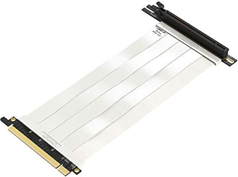LINKUP - Ultra PCIe 4.0 X16 Riser Cable [RTX4090 RX6950XT x570 B550 Z690 Tested] Shielded High-Speed Vertical Mount Gaming PCI Express Gen4 |Universal 90 Degree Socket {30cm} Gen 3.0 Compatible |White