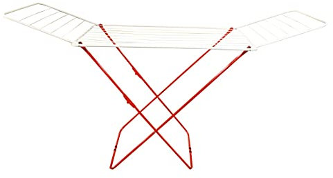 FERRETERIA LEPANTO Tendedero Plegable de Acero Pintado Rojo y Blanco con alas Plegables, tenderete Plegable con 20 Metros de Espacio tendió