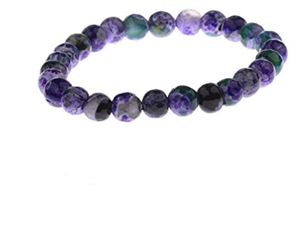 WAAHG 1 Stück Bunte natürliche Turmalin-Stein-Armbänder für Frauen-Charme-Stretch-rundes Perlenarmband-helllila