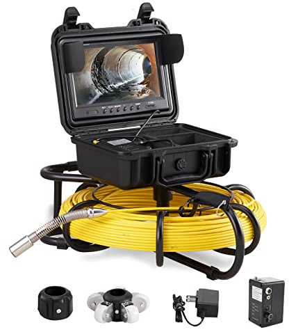 VEVOR 9 Inspektionskamera 91,5m Rohrkamera 720P Kanalkamera 130Grad Endoskop-Kamera 12V 4500mAh Lithium-Akku 6Stunden Rohrinspektionskamera IP68 Für Abwasserkanäle Abwassersysteme Abflüsse