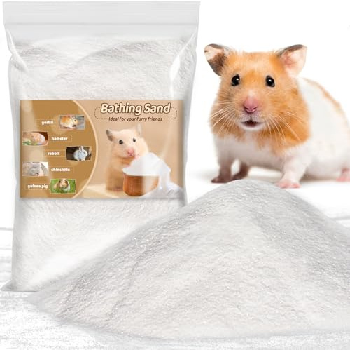 Sukh 14 OZ Hamster Sand Bath - Whit Fine Sand Hamster Bedding Reptile Silica Sand Gerbil Hideout for Hamster Squirrel Guinea Pig Rabbit Chinchillas Gerbil Syrian Mice Small Animals Small Pets