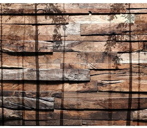 decomonkey Premium Fototapete Holz 350x256 cm XL Tapete Wandbild Bild Fototapete Holzn Tapeten Wandtapete Wandtapete Baum Natur Holzeffekt