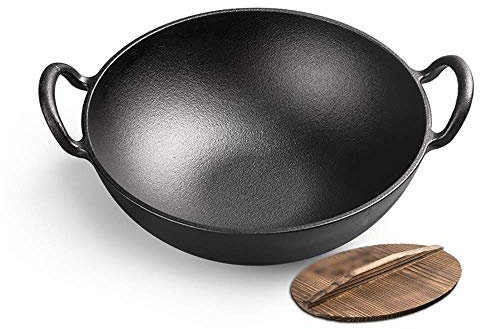OQHAIR Sala de herrajes Wok Antiadherente profundización pequeña Cocina de Hierro Fundido u hogar sin Recubrimiento Mini Orejas freidora de Hierro (Color : B) (A)
